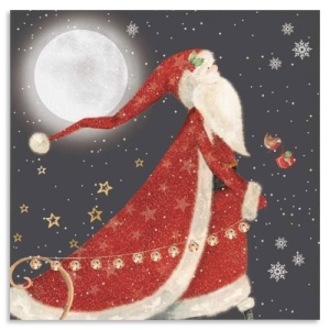 Red Starry Santa Christmas Card